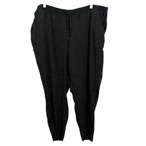 Lane Bryan Women's Joggers Cheetah Print Rayon Size 18/20 Black Drawstring